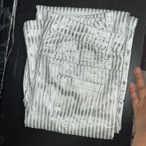 Striped Silver and White Pants